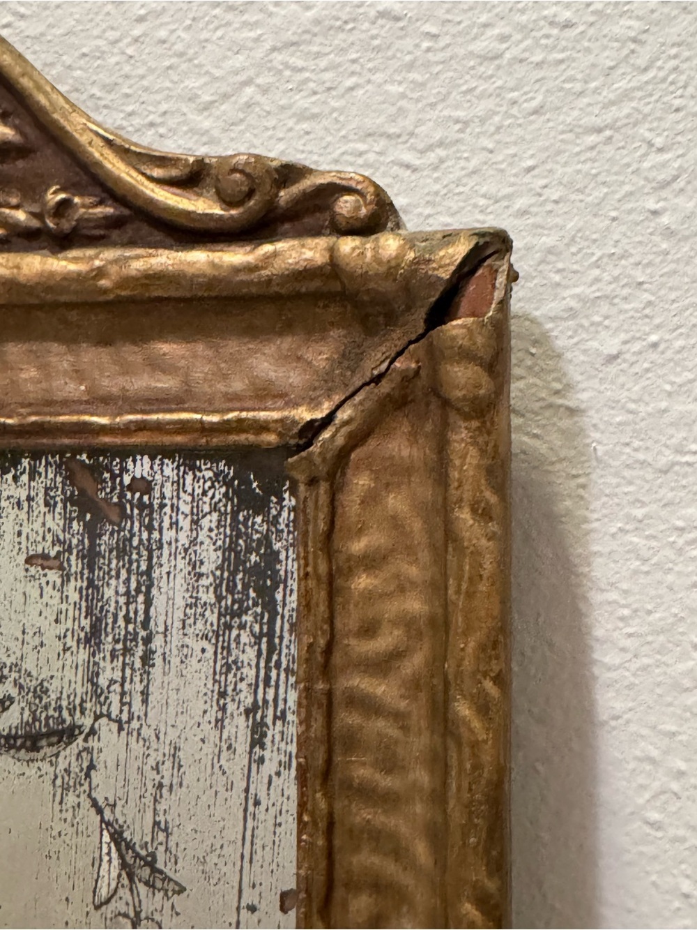 Antique Victorian Gold Guilted Gesso Wooden Wall Mirror, French Louis Style - Picture 5 of 12